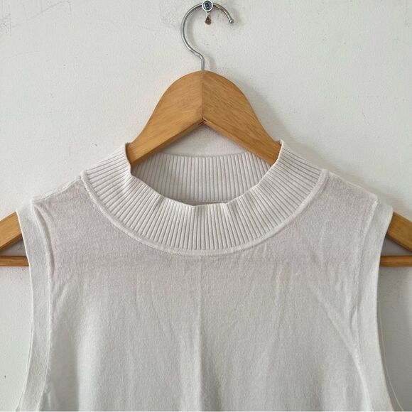 Loft White Mock Neck Sleeveless Knit Blouse - Picture 6 of 6